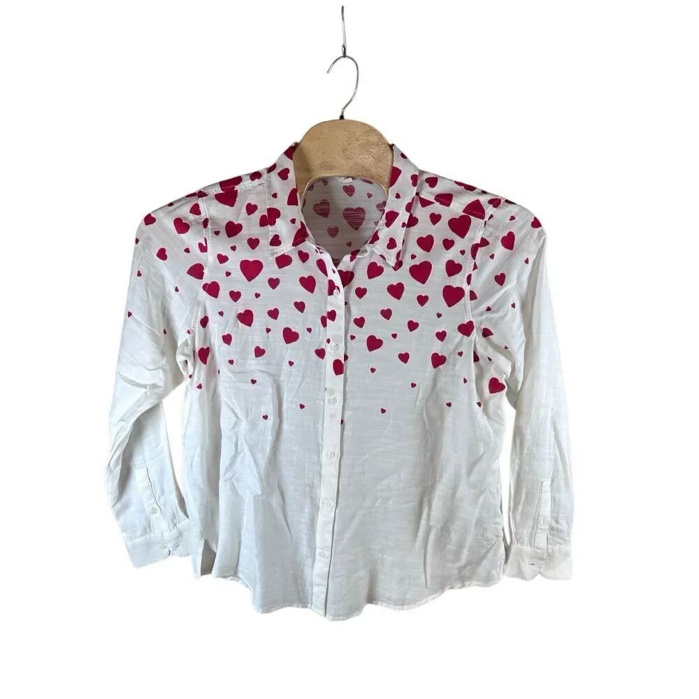 Lucky BrandâXL Cascading Hearts Long Sleeve Shirt Cotton Blend